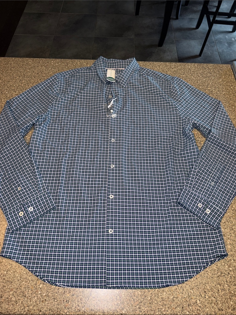 Hawker Rye Men's Navy Blue Grid-Check Long Sleeve Dress Shirt
